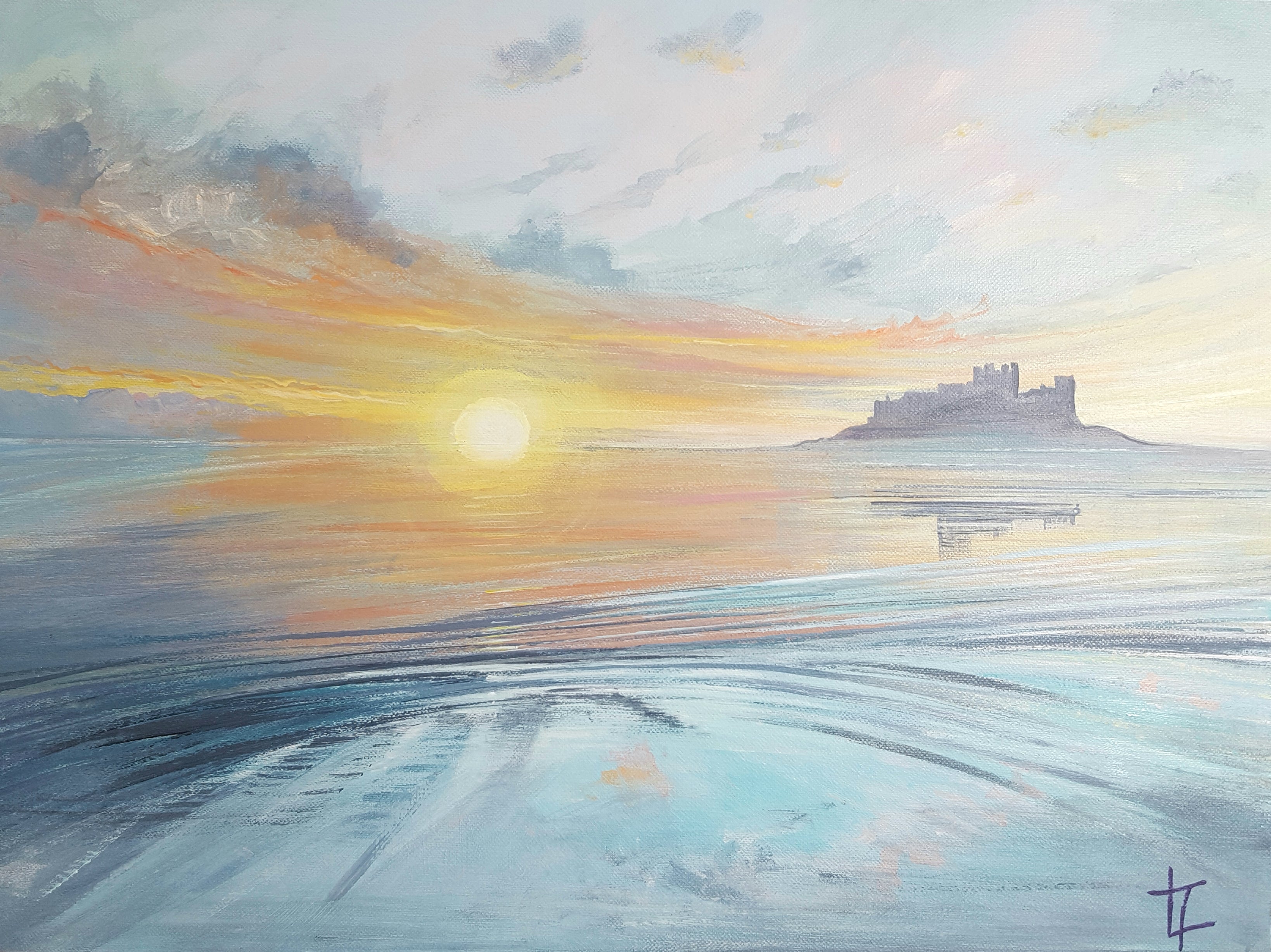Bamburgh Castle Sunrise- Original Painting