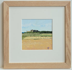 Bamburgh Castle With Hay Bales - Original Painting