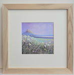 Early Morning , Lindisfarne Castle With Summer Flowers-  Original Painting