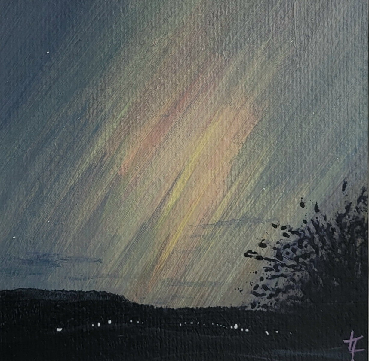 Northern Lights from Tosson Lime Kiln - Original Painting