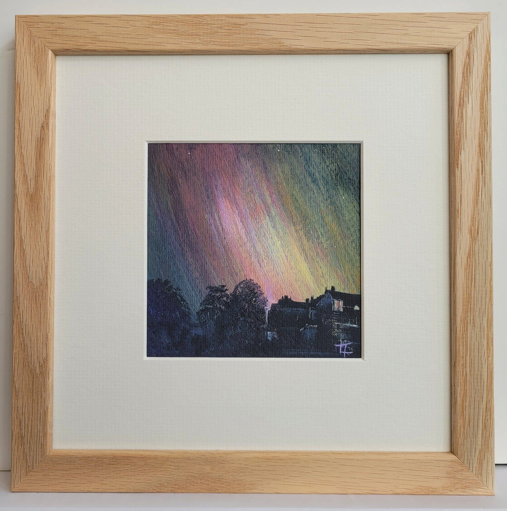 Northern Lights from Rothbury Bridge - Original Painting
