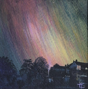 Northern Lights from Rothbury Bridge - Original Painting