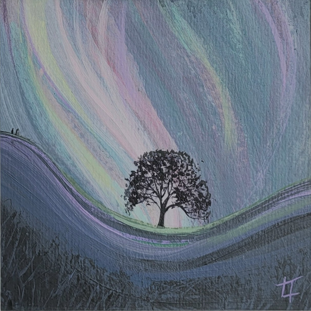 Northern Lights  in Sycamore Gap - Original Painting