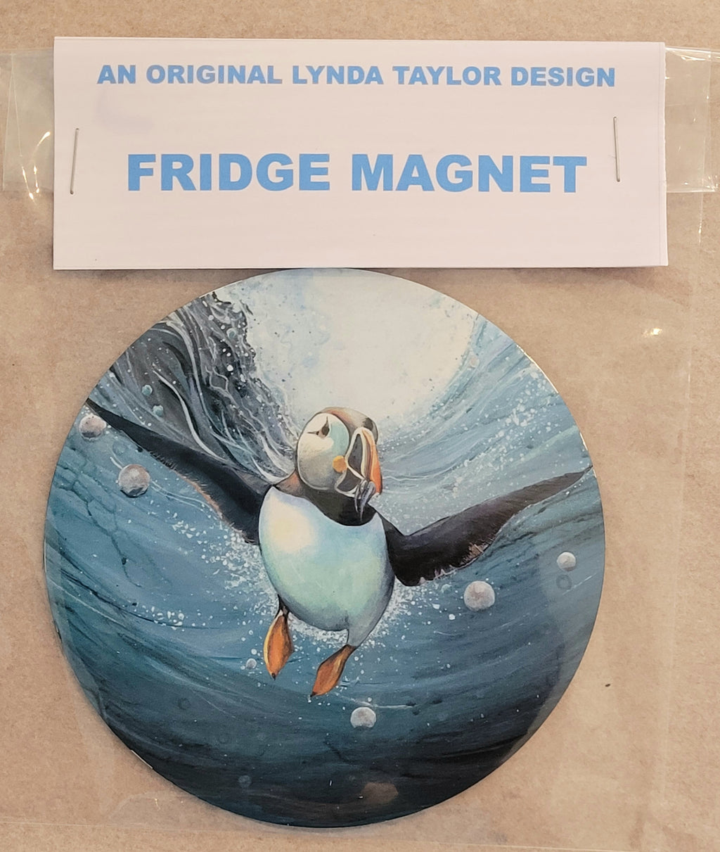 Fridge Magnet- "Gone Fishing"  Puffin Design