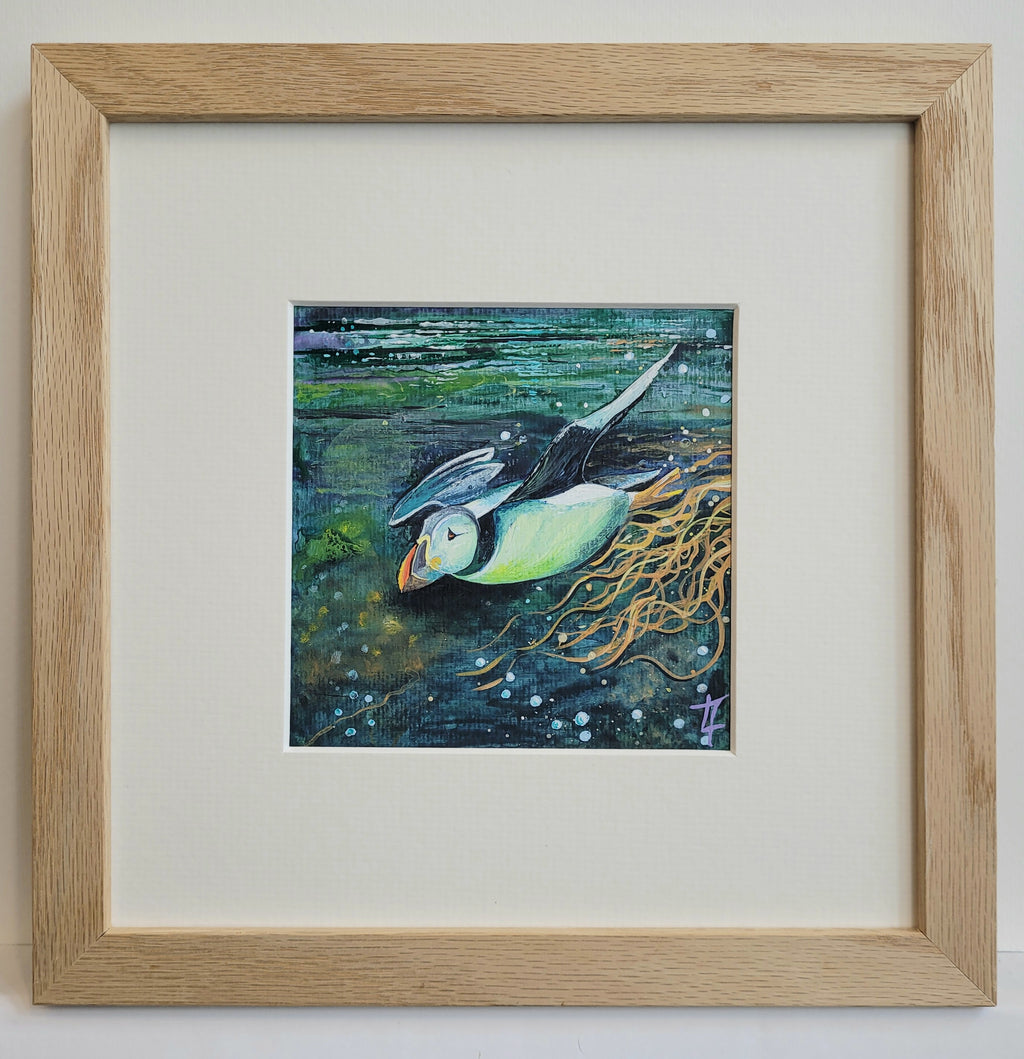 On a Mission- Diving Puffin - Original Painting