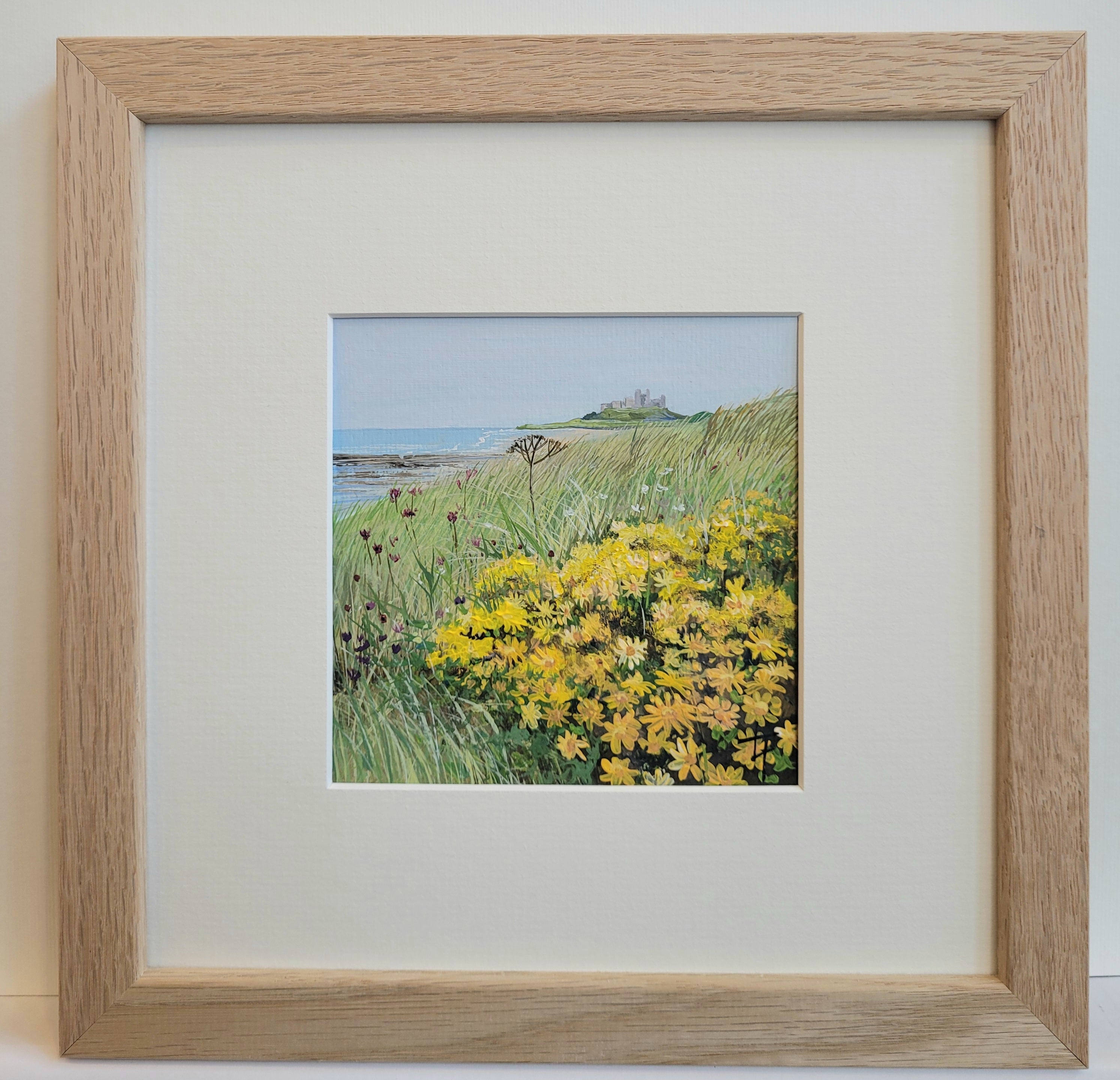 Bamburgh Castle With  Ragwort Flowers - Original Painting