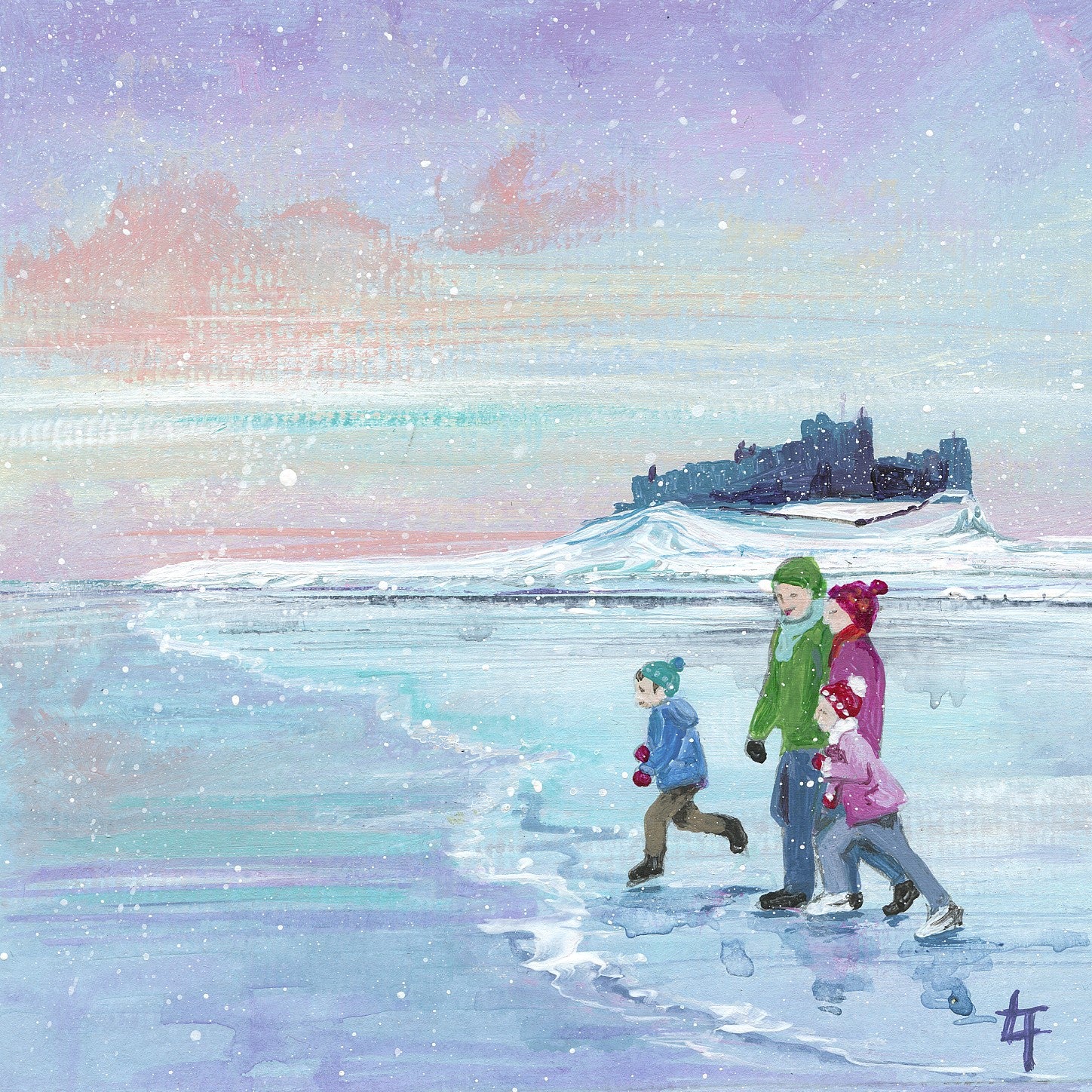 Bamburgh Winter Walk - Original Painting