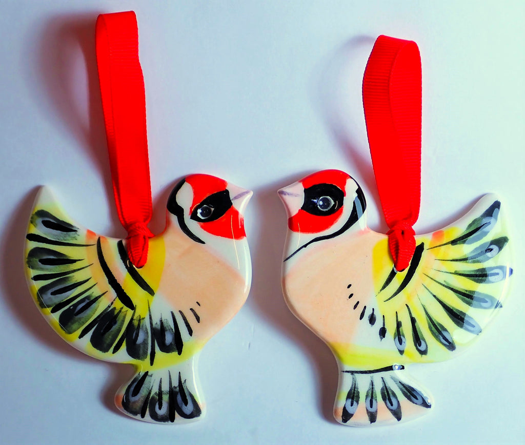Ceramic Art- Pair of Goldfinches
