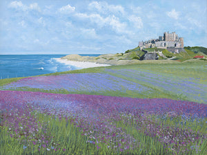Bamburgh Castle with Red Campion