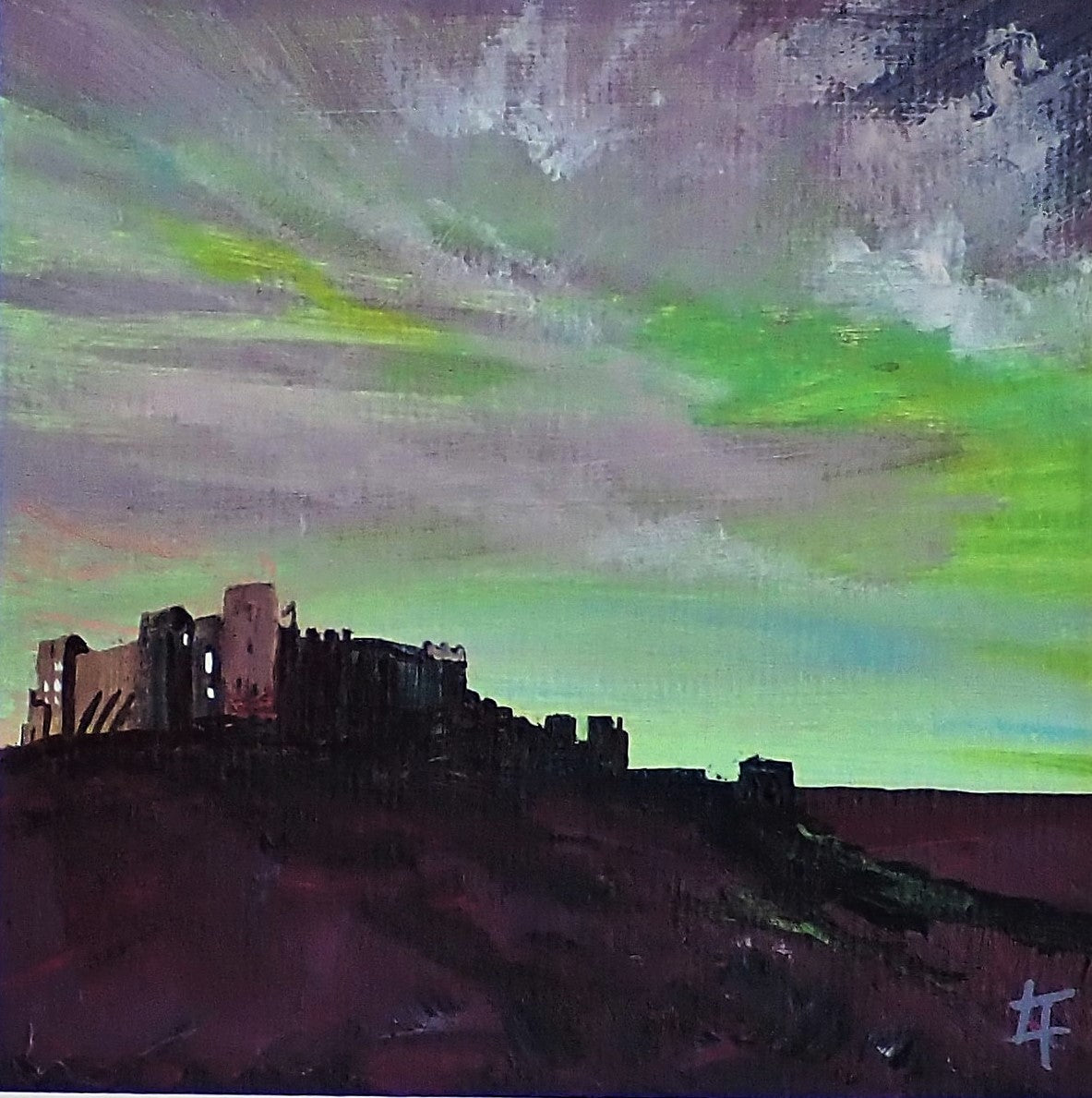 Bamburgh Castle With Northern Lights - Original Painting