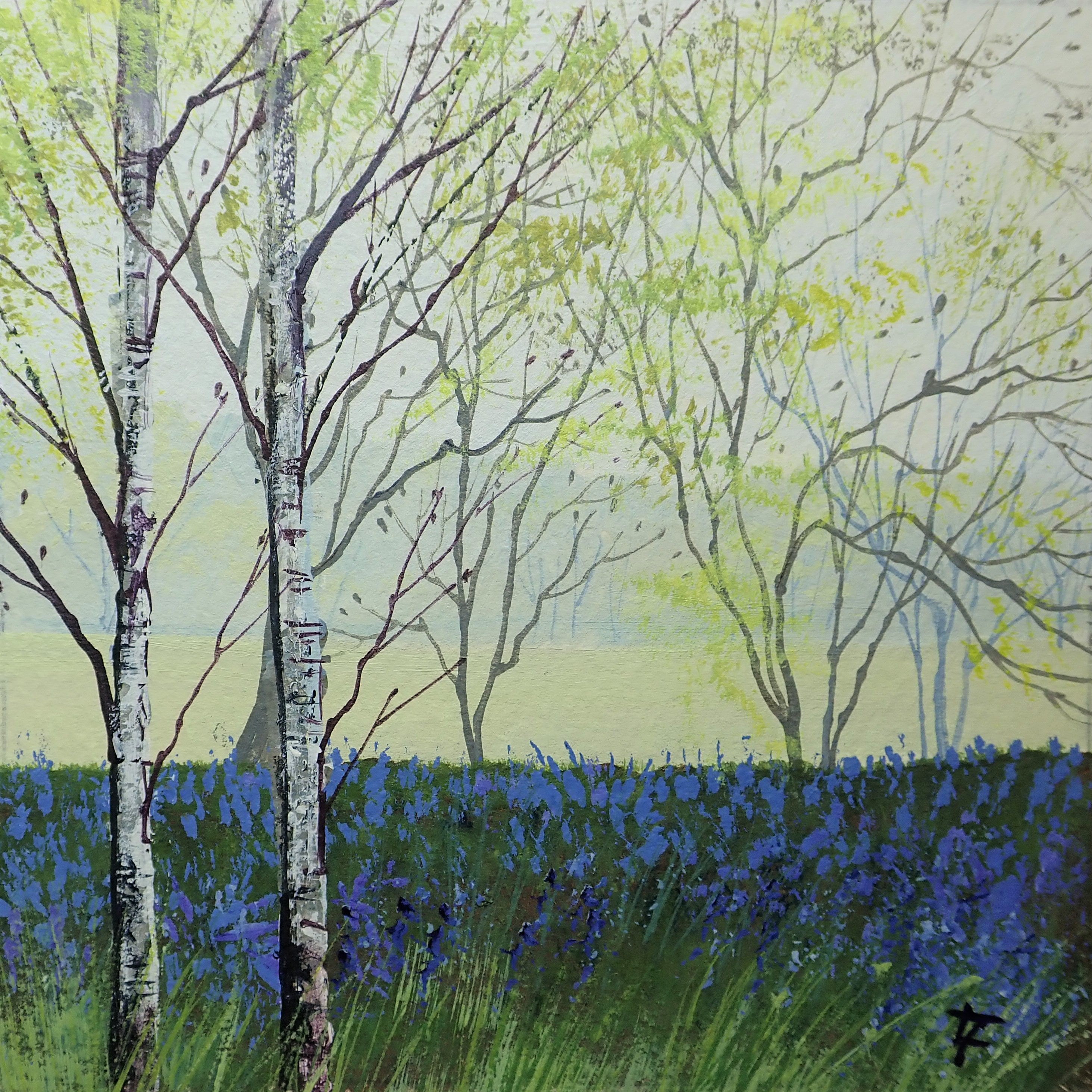 Birches and Bluebells - Original Painting