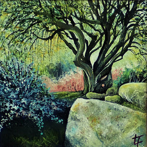 March Sunshine in The Rock Garden, Cragside-  Original Painting