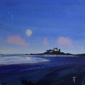 Moonrise Over Bamburgh Castle - Original Painting