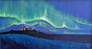 Bamburgh Castle With Northern Lights   Original Painting