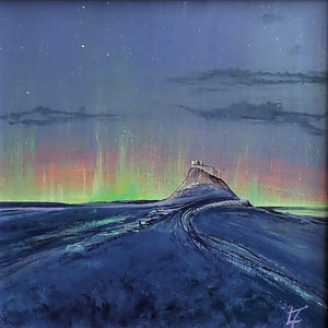 Lindisfarne Castle With Northern Lights   Original Painting