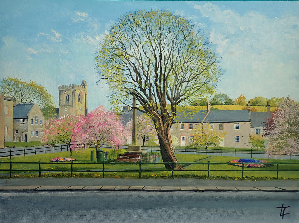 Rothbury Market Place with Spring Blossom