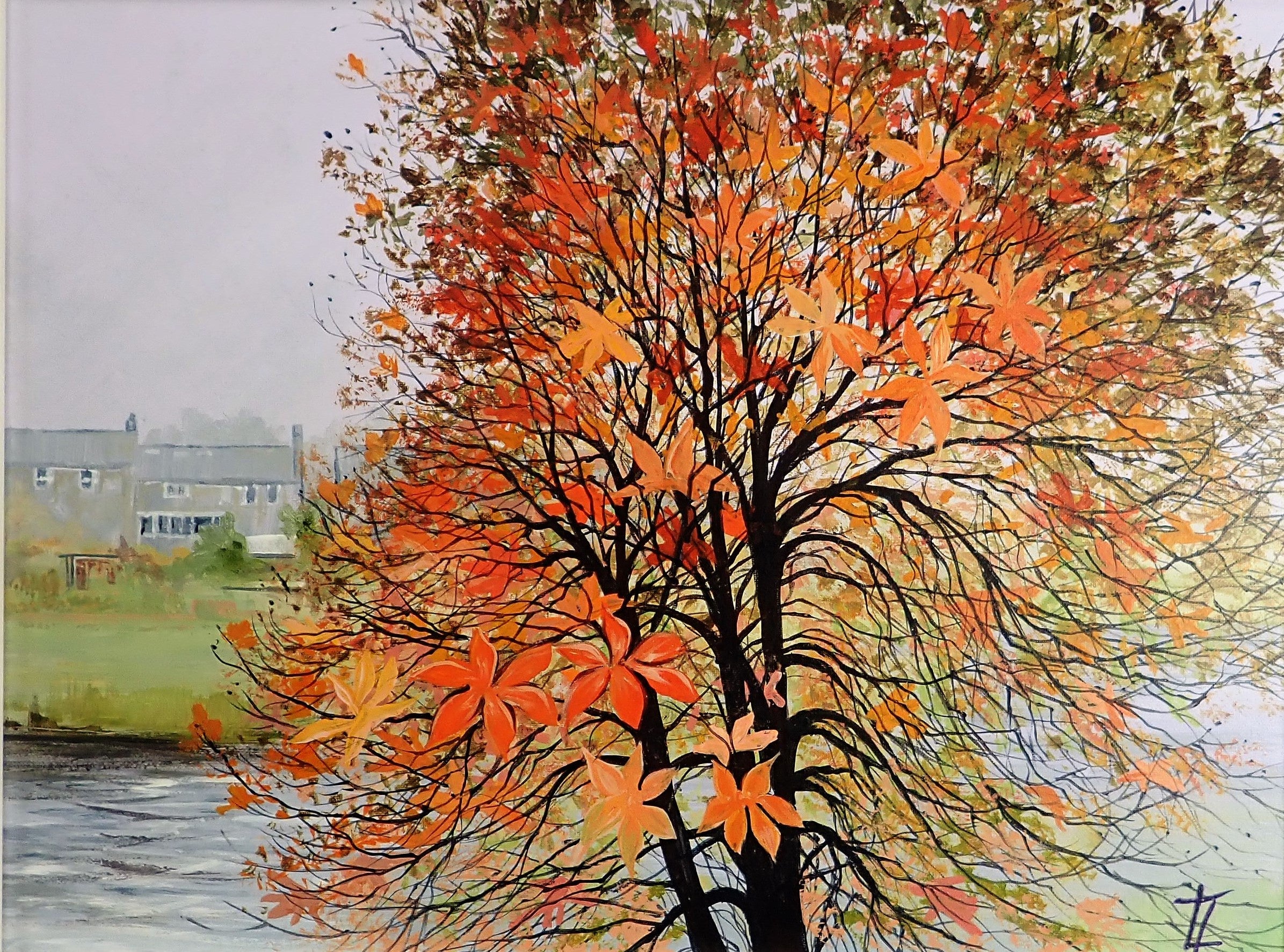 Autumn Chestnut by The River Coquet-  Original Painting